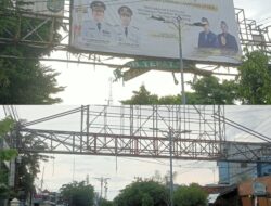 Bom Waktu! Reklame Karat Mengancam Pengguna Jalan, Pemkab Lampung Utara Warning Pengusaha Cuek