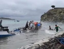 Diterjang Gelombang Pasang, Tanggul di Pesisir Kota Agung Kian Parah, Perahu Nelayan Rusak