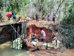 Melawan Genangan, Koramil 412-04 Kotabumi Tancap Gas Tuntaskan Jembatan Perintis Garuda