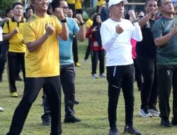 Semarak HUT 80 Bhayangkara, Senam Bersama Polres Dan Forkopimda Lampung Utara