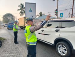 Amankan Aktivitas Pagi, Satlantas Polres Lampung Utara Gelar Pengaturan Lalu Lintas di Titik Rawan