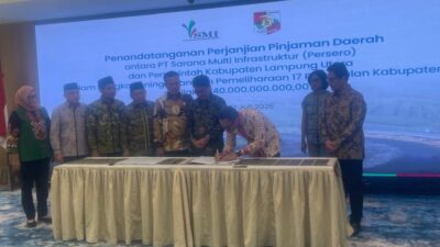 Pemkab Lampung Utara dan PT SMI Resmi Tanda Tangani Perjanjian Pinjaman Daerah untuk Peningkatan 17 Ruas Jalan