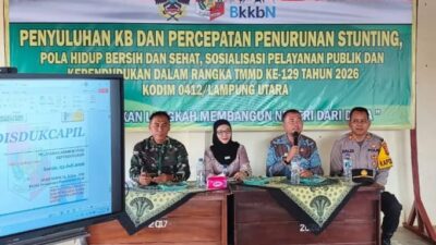 Gebrak Stunting dan Tertib Adminduk, Satgas TMMD ke-129 Kodim 0412 Lampura Suntik Kesadaran Warga Sungkai Utara