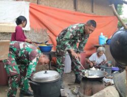 Dapur TMMD Desa Baru Raharja, Satgas TMMD ke-129 dan Warga Masak Bersama