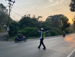 Menembus Kemacetan Pagi, Satlantas Polres Lampung Utara Jaga Keselamatan Pengguna Jalan
