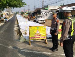 BPJN Lampung dan Sat Lantas Polres Lampung Utara Terapkan Rekayasa Lalin di Jalan Soekarno Hatta