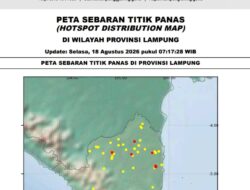 Satelit Deteksi 87 Sebaran Titik Panas di Provinsi Lampung, Lampung Utara Mencapai  38°C