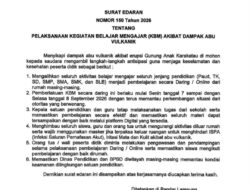 Beredar SE Gubernur Lampung KBM Berbasis Daring 7- 8 September 2026