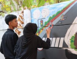 Rayakan HUT Lalu Lintas ke-71, Polres Lampung Selatan Sulap Tembok Mako Jadi Wadah Kreativitas Pelajar hingga Gelar Aksi Sosial