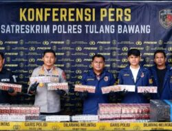 Rest Area Tol Terpeka KM 208, Polres Tulang Bawang Gagalkan Penyelundupan 1,68 Juta Batang Rokok Ilegal